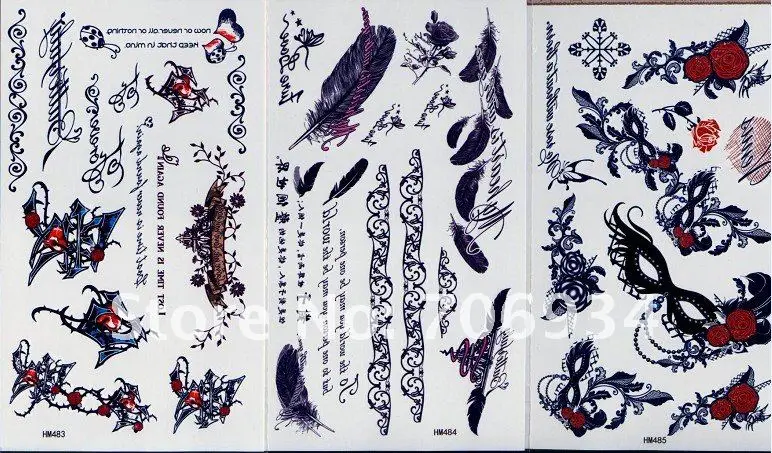 100pcs/lot Temporary Tattoos Tattoo Stickers For Body Art Painting Waterproof 2012 New Designs
