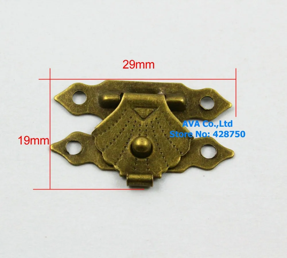 Античная Латунь шкатулка защелка запор с щеколдой 29x19 мм с винтами