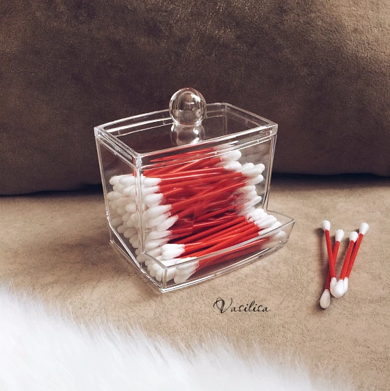 2016 hotsale Clear Acrylic Cotton Swab Q-tip Storage Holder Box Cosmetic Makeup Case Hot