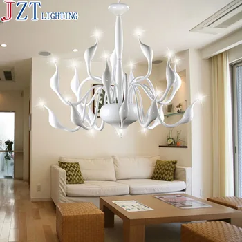 

M North European Postmodern Ideas Swan Chandeliers Swan Light beads Lamp White Black Luminaria Hanging Lights For Living Room