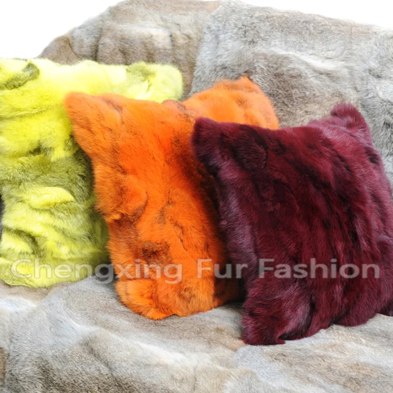

Free Shipping CX-D-84C Natural Fur Patchwork Fur Cushion Genuine Rabbit Fur Cushion