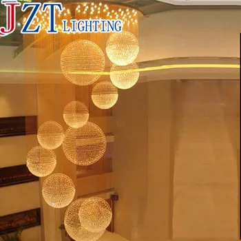 

Best Price Modern Classic Double Ball Style K9 Lustres Crystal Chandelier Large Long Stair LED Clear Crystal Pendant Lamps