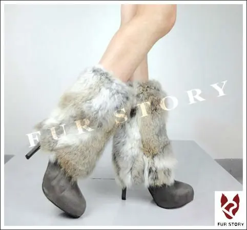 Fur Story/080102 г., гетры с натуральным кроличьим мехом, женские гетры для ног, 7 цветов, длина 23 см, гетры с натуральным кроличьим мехом