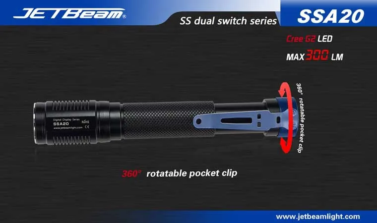 JETBeam SSA20 CREE G2 LED 300 люмен фонарик ежедневно EDC факел Совместимость с 2* АА батареи