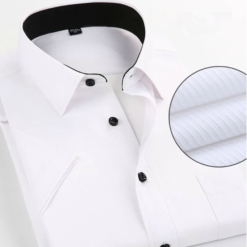 Summer Plus Size 10 Colors Business&Casual Men Dress Shirt Short Sleeve Shirt Solid Color Slim Fit Man/Boy Shirts YN541