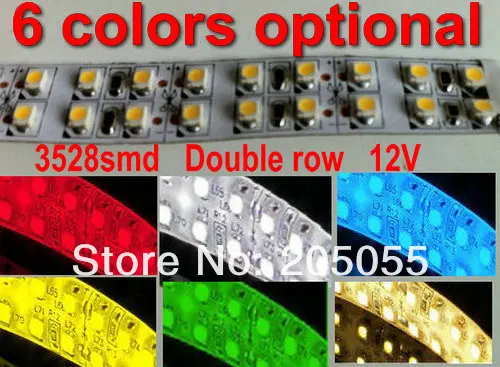 5 м 1200 светодиодный 3528 smd Светодиодная лента гибкий свет 240 светодиодный s/M двухрядный 12 V DC неводонепроницаемый домашний грузовик клубный Декор-6 цветов на выбор