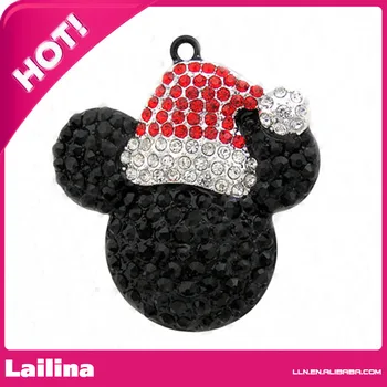 

Rhinestone Pendant /Chunky Santa Claus Hat With Mouse Head Pendant /Charm