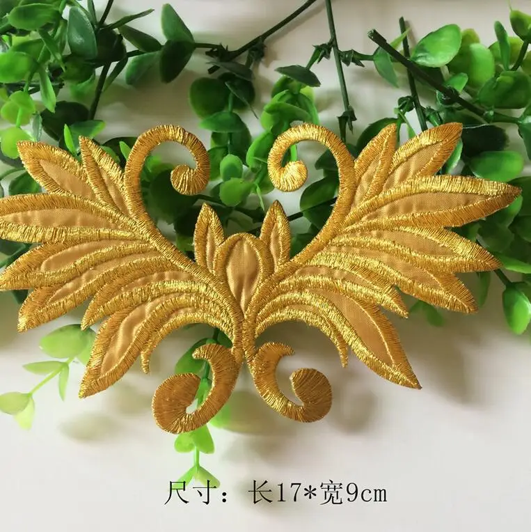 Золотые Шелковые Аксессуары для украшения одежды клейкие патчи с вышивкой