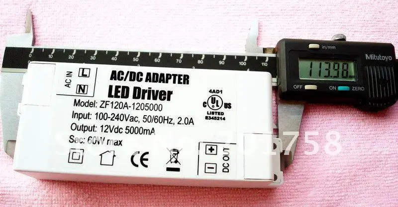 100 шт./лот 24 V 2.5A 60 W Водонепроницаемый Светодиодный драйвер для внутреннего светодиодный полоски для 3528/5050 светодиодный полоски