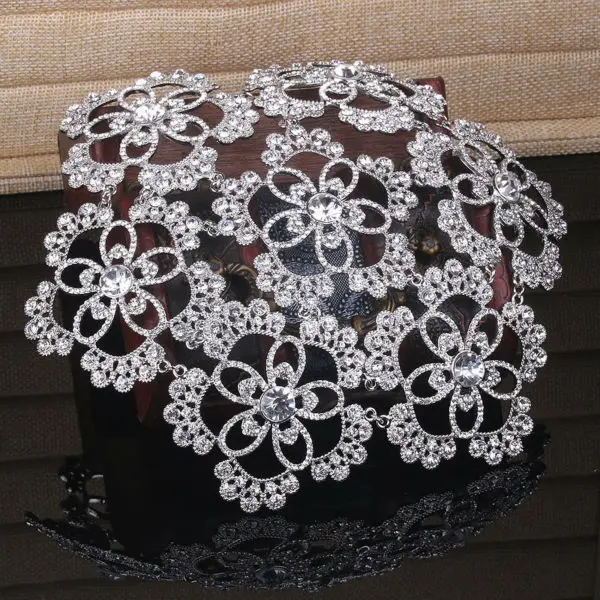Luxo total de cristal headbands Folha de prata Coroa Tiara Do Casamento de Cristal Liga Rainha Princesa Coroa de Noiva Acessórios Para o Cabelo (11)