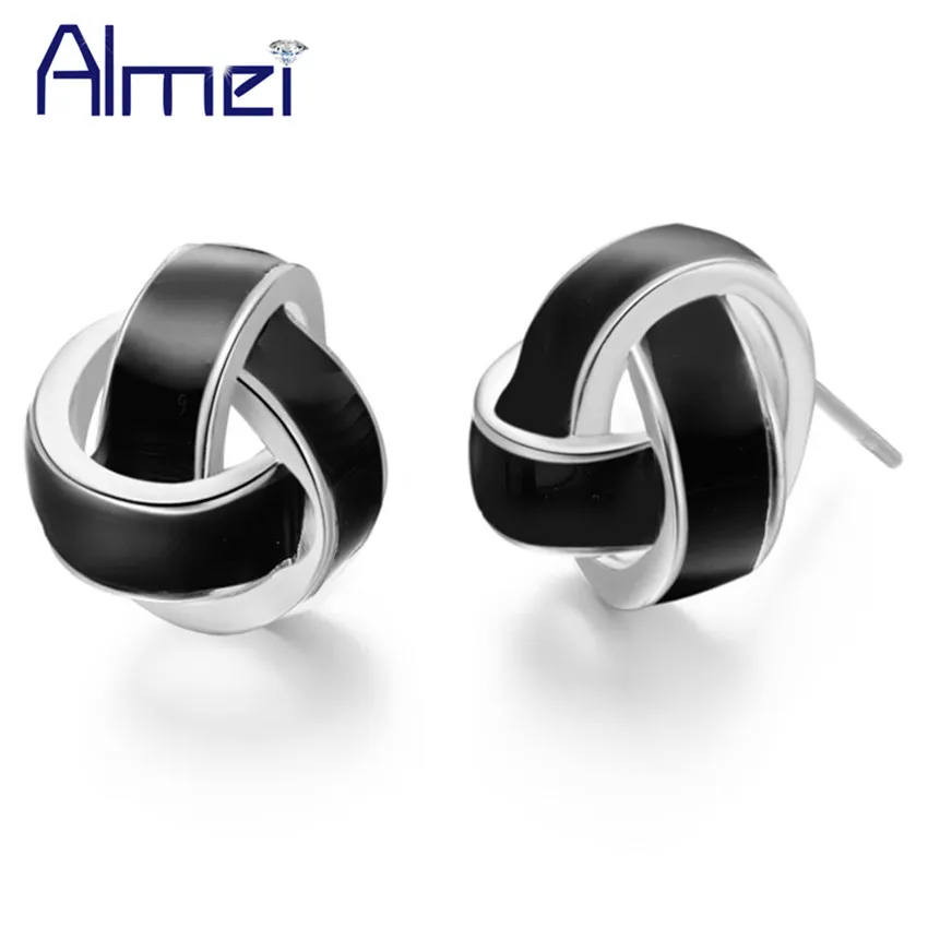 Almei скидка 15% США серебряный цвет мужские серьги-гвоздики/женские Pendientes панк белые черные серьги ювелирные изделия Orecchini Ohrring R475