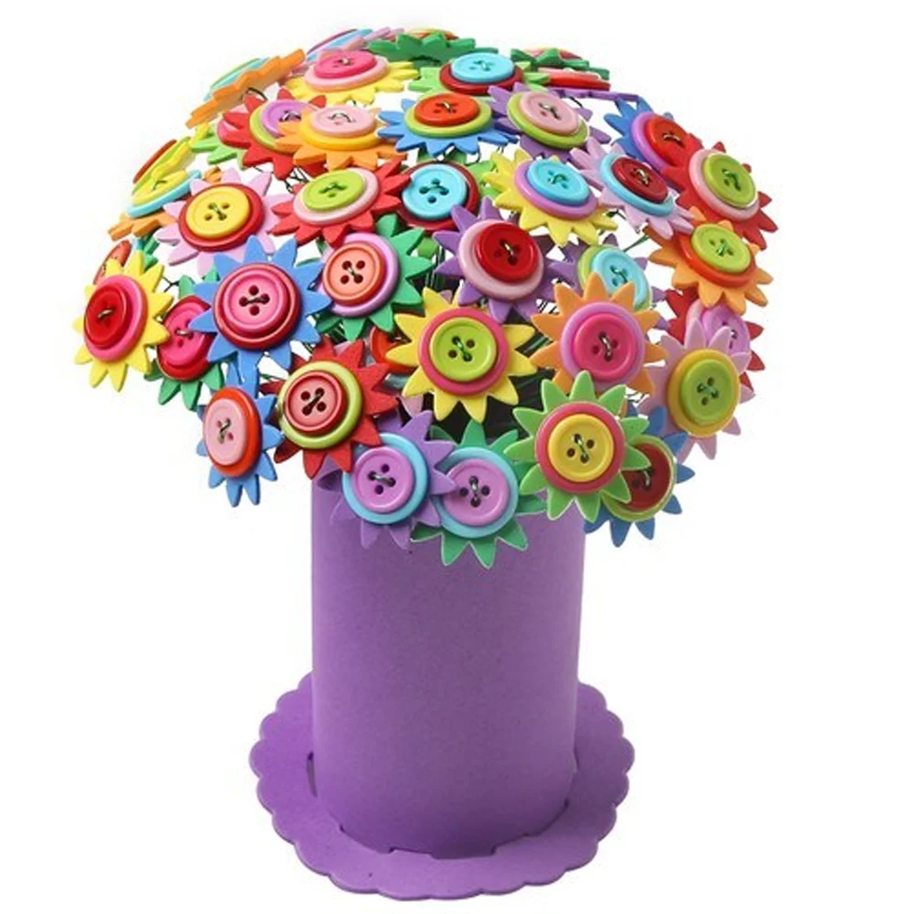 

DIY Button Toy Bouquet Handmade 3D PuzzleToys Button Flower Bouquet Inserted Toys Growing Water Balls Cute Artificial Flower