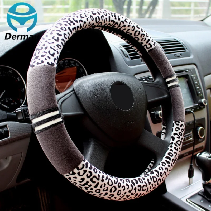 Dermay 5 цветов личность Зима автомобилей Мех Руль Обложка Милые Плюшевые руль охватывает автомобильные аксессуары для девочек