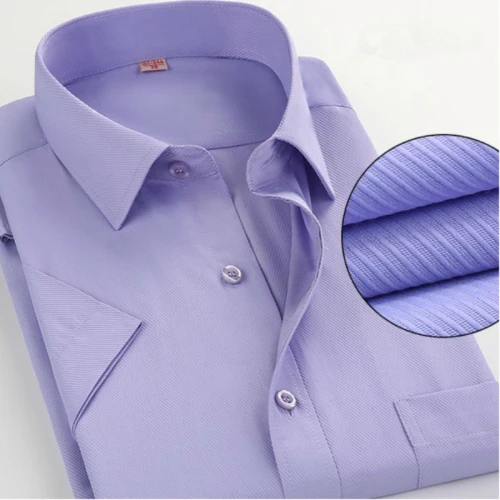 Summer Plus Size 10 Colors Business&Casual Men Dress Shirt Short Sleeve Shirt Solid Color Slim Fit Man/Boy Shirts YN541 - Цвет: DX1404