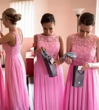 Custom Made A Line Boat Neck Tank Rose Pink Bridesmaid Dress Cheap Long Prom Dress Sexy Free Prom Dress Hot Sale