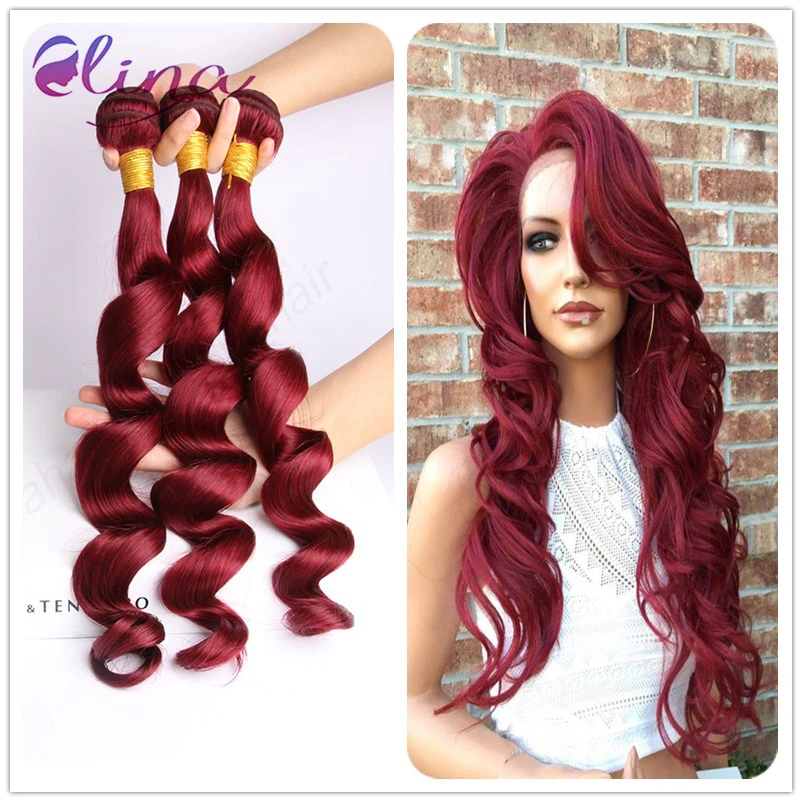 

Burgundy Brazilian Hair Weave Bundles 99J Brazilian Virgin Hair Loose Wave Red Color Human Hair 3 Bundles Brazilian Loose Wave