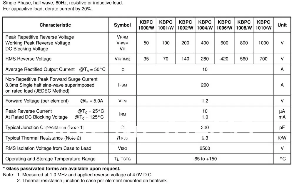 SEP Бренд smd KBPC1010 DIP-4 выпрямитель 1000 V 10A(#213524