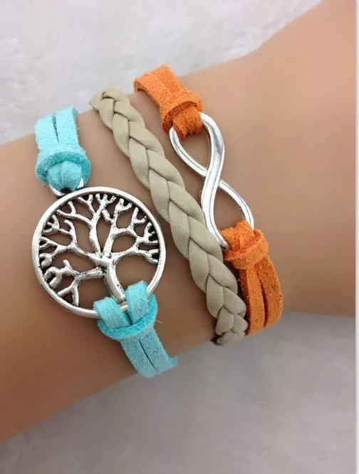 Endless life---Infinity symbol bracelet,tree of life bracelet,a retro silvery combined bracelet,a gift stands for endless 1805
