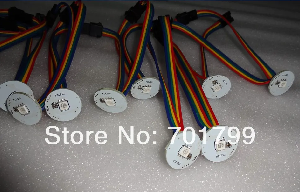 22 мм Диаметр WS2801 светодиодный модуль пикселей, 1 шт. 5050 SMD RGB LED, DC5V, вход с 4PIN Мужской JST Connect; выход с женский