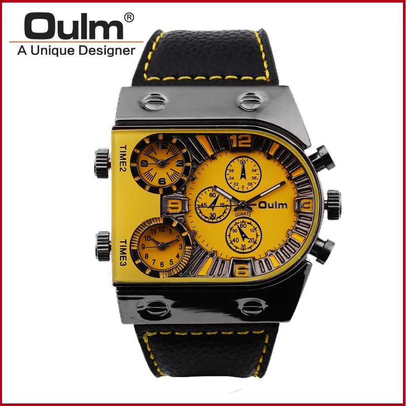 Times Square Quartz Watches Oulm Brand Men Watches HP9315GUN Analog