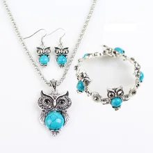 3 Pcs/set New Classic Owl Earrings Necklace Bracelets Anima Necklaces Earrings Jewelry Sets