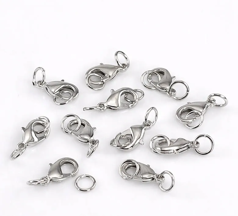 20 шт Серебряный тон Омаров застежка результаты W/прыжки Кольца 24x9 мм (1 &quotx