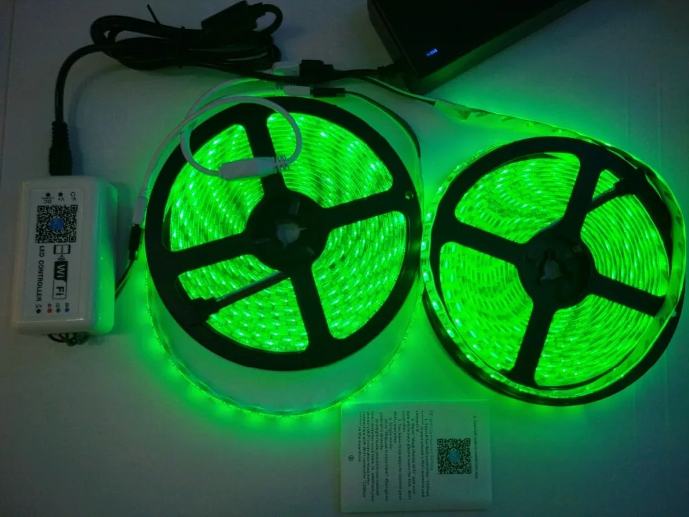 IOS, Android, светодиодный контроллер WIFI RGB+ 5050 RGB 60L/м, 10 м 600L светодиодный полосы водонепроницаемый DC12V гибкий светодиодный лента+ 12 V 8A адаптер Комплект RGB