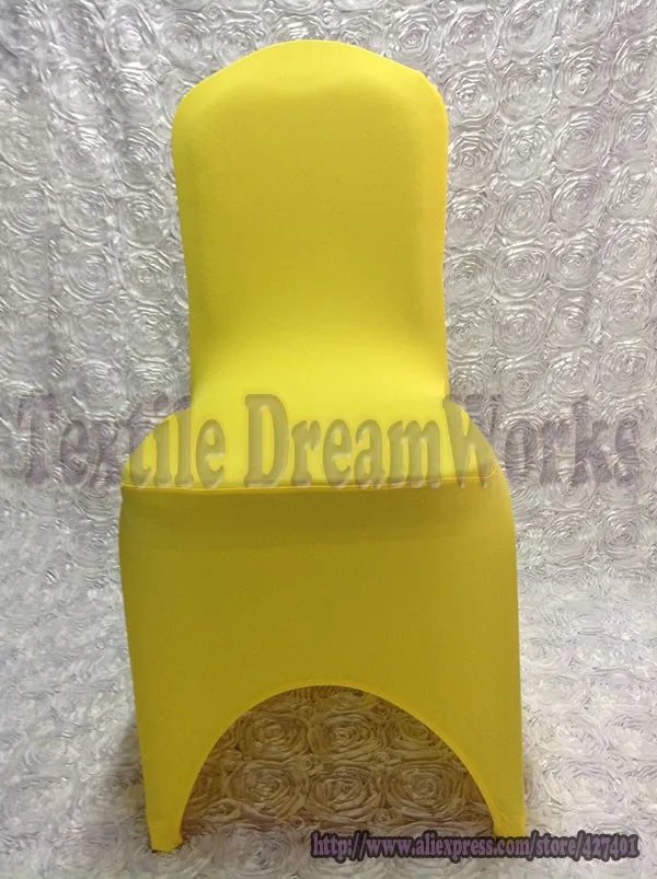 Новые продукты лимонно-желтый лайкра чехлы для стула Свадебные украшения и вечерние