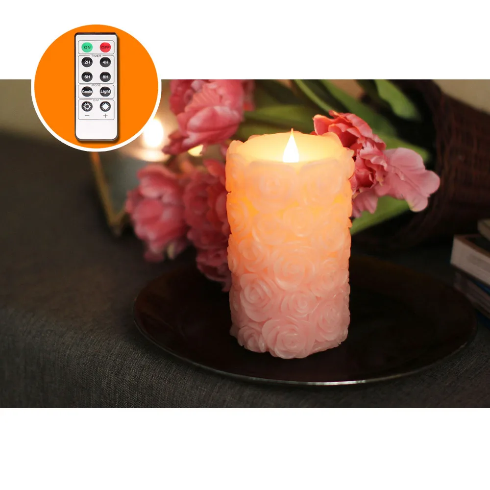 LED Candles with Remote Control,Free Flowing 3D Fireless Flameless