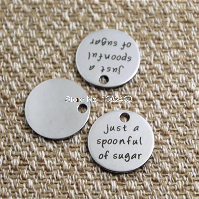 

10pcs mary poppins just a spoonful of sugar charm silver tone message charm pendant 20mm