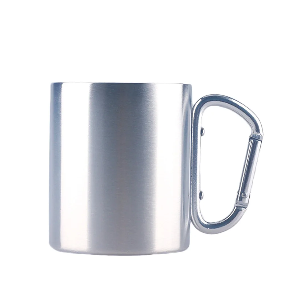 1pc Steel Camping Cup 180ml Traveling Carabiner Aluminium Hook Double