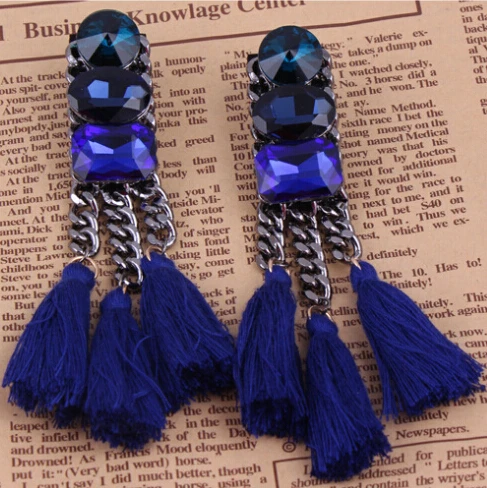 Модные ювелирные изделия в стиле ретро с цветным покрытием и кристаллами длинные