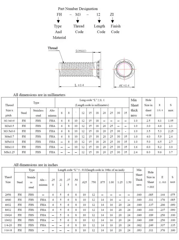 100pcs lot m3 m4 m5 m6 m8 l pem pressure riveting screw pressure m4 size