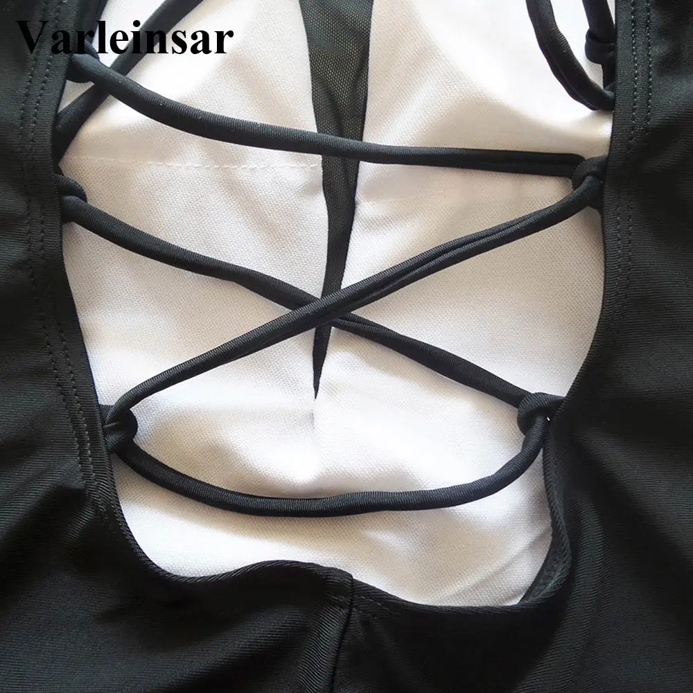 S-2XL плюс большой размер сексуальный геометрический принт на шнуровке сзади цельный купальник Женская одежда для плавания женский купальный костюм V395