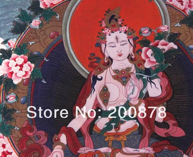 TBC918 тибетский буддийский декор искусство, ручная роспись Thangka, Белая Тара Tangka картины
