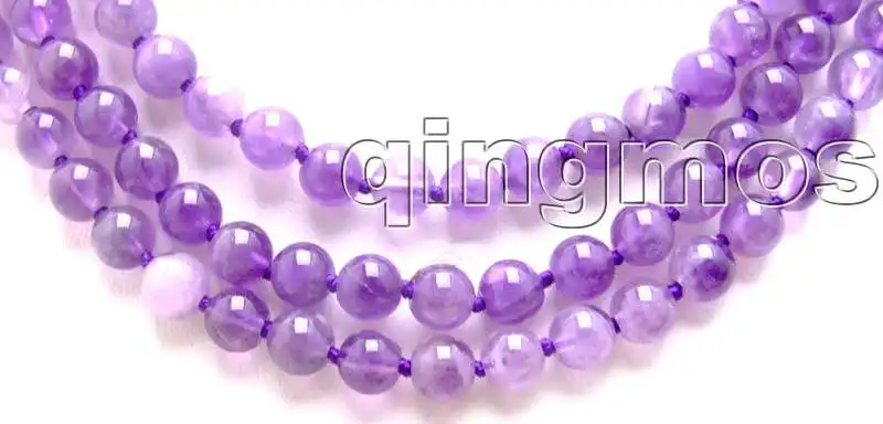 6 мм круглые Высокое качество природного фиолетовый кристалл 3 пряди 18-20 "necklace-nec5748