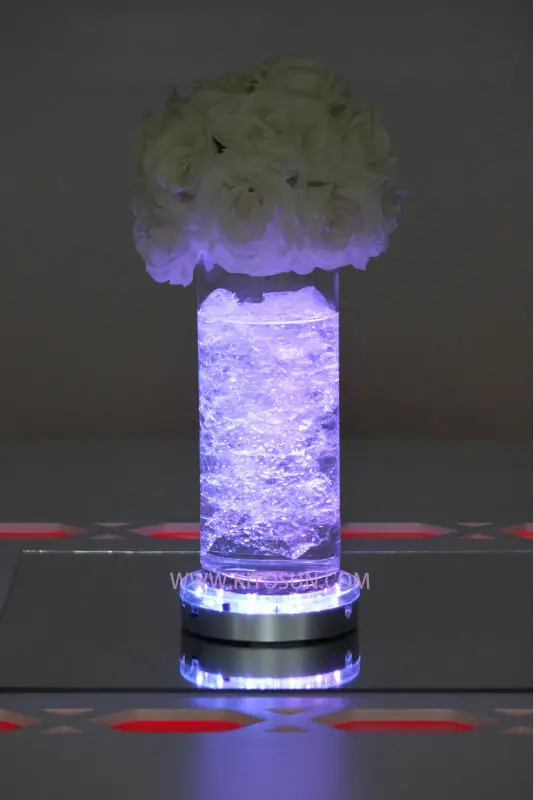 Свадебные Приём под ваза Освещение RGB Цвет изменение 6 inch круглый светодиодный свет База для таблицы Вазы украшения