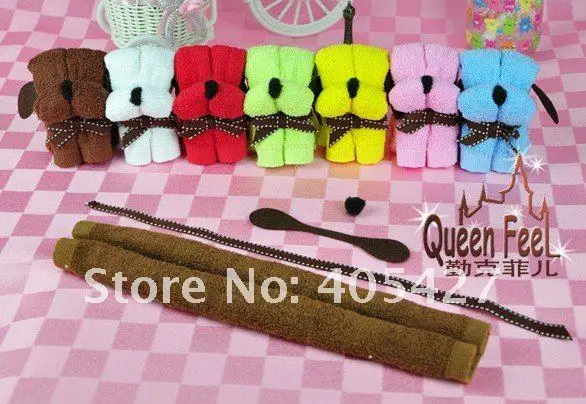 123 Wholesale-10pcs/lot свадьба милые собаки полотенце, рекламные подарки, подарок полотенце собака