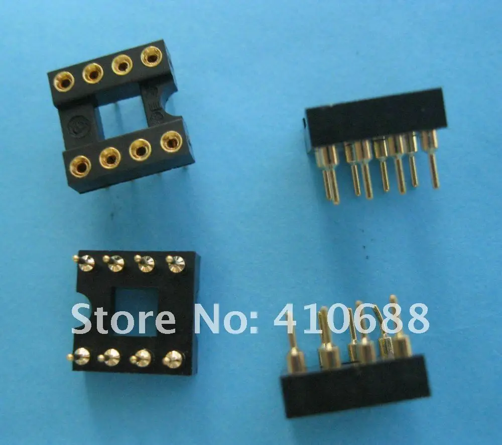600 шт. IC Socket адаптер позолоченный круглый 8Pin заголовки(IC) sockets шаг 2.54 мм x = 7.62 мм