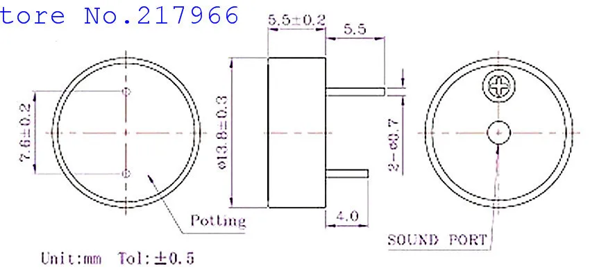 Пьезозуммер STD14055 Размер: 14*5,5 1-25 В Пассивный зуммер