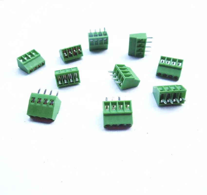 10 шт. 4 полюса/4 Pin 2,54 мм/0," PCB Универсальный винтовой клеммный блок разъем