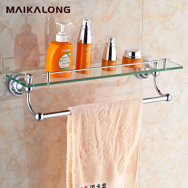 copper single tier bathroom accessories dressing table glass shelf fashion luxury gold plated - Bathroom Accessories Glass Shelf copper single tier bathroom accessories dressing table glass shelf fashion luxury gold plated - Bathroom Accessories Glass Shelf
