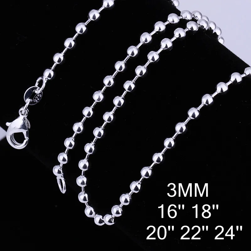 3mm Silver Plated Ball Bead Chain Necklace with Lobster Clasp for Dog