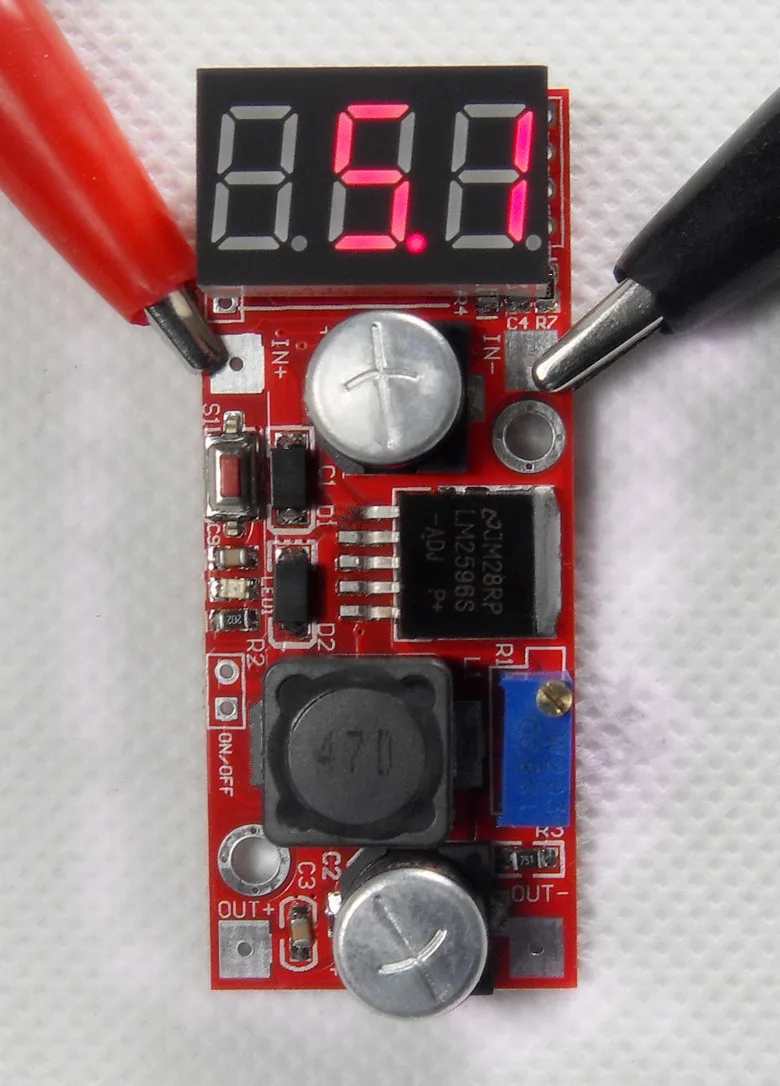 LM2596 DC-DC Регулируемый понижающий модуль питания понижающий преобразователь трехцветный светодиодный вольтметр/кнопочный переключатель [6 шт./лот]