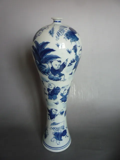 Редкие Цяньлун (1711-1799) Цинхуа porcelainchildren игровая диаграмма ваза, лучшая коллекция и украшения, Бесплатная доставка