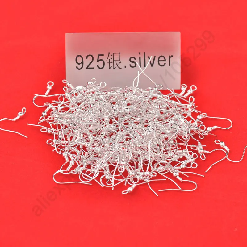 Fio da Orelha Atacado Peças Lote 925 Prata Esterlina Brinco Ganchos Bola Jóias Acessório Descobertas 400 18mm 2 High Quality Joias e Acessórios