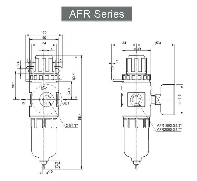 G1/" AFR1500 Пневматический фильтр Регулятор фильтрации