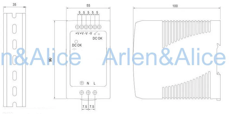 100 Вт 24 В 4A Mini Din Rail один Выход импульсный источник питания