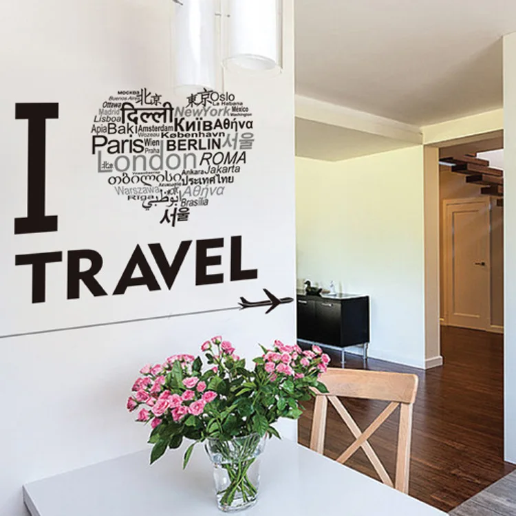 i love travel wall art mural poster decor airplane heart shape english words wall quote decal sticker home decor wall applique - Travel Home Decor i love travel wall art mural poster decor airplane heart shape english words wall quote decal sticker home decor wall applique - Travel Home Decor