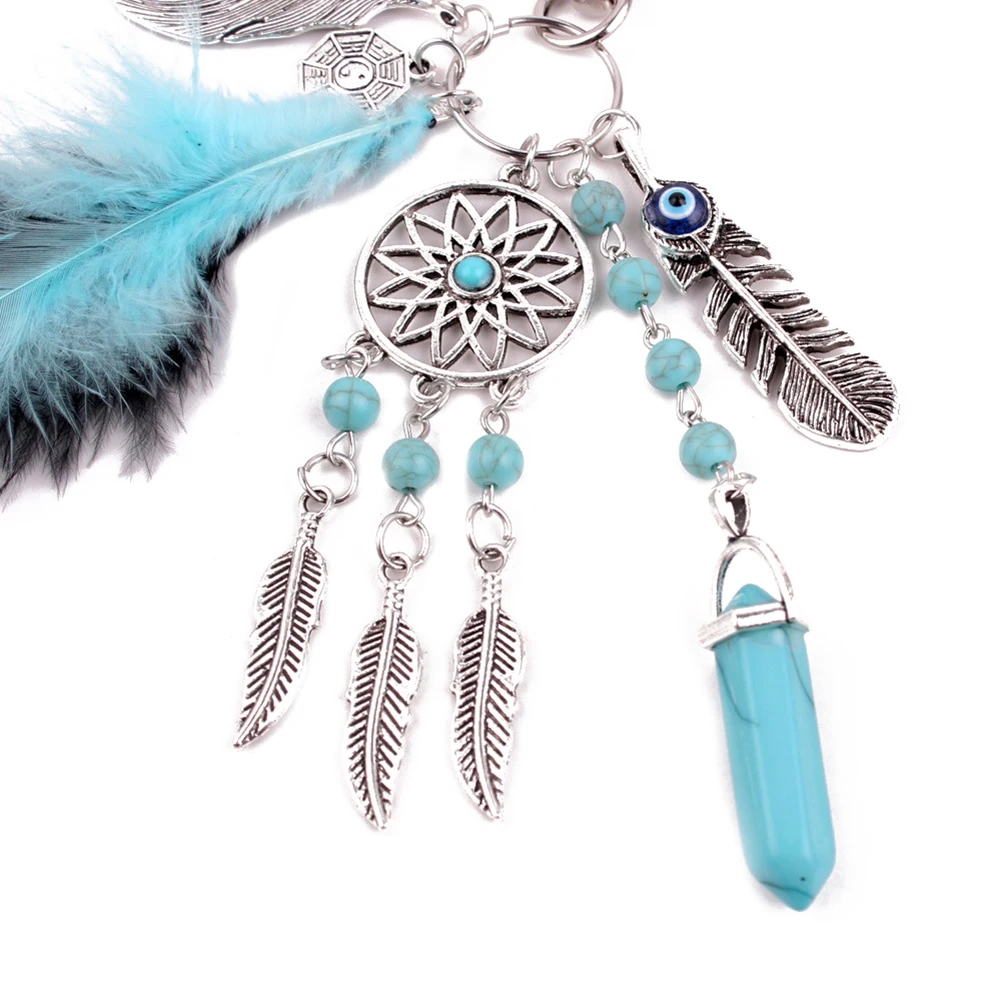 Урожай Boho Перо Кисти Синтетический Опал Подвеска Брелок Брелок|key chain|key keychainkeyring